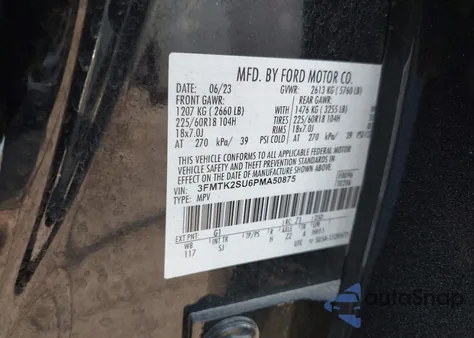 2023 Ford Mustang Mach-E California Route 1 from USA, damaged, VIN 3FMTK2SU6PMA50875